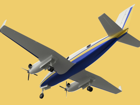 BUSINESS EXECUTIVE JET AIRPLANE AIRCRAFT TURBOPROP TWIN ENGINE 3D Модель