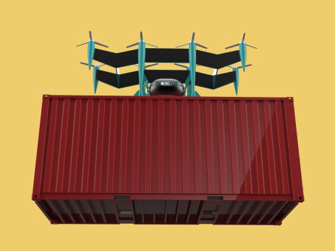 HEAVY DRONE DELIVERY AIR CARGO CONTAINER CARRYING SHIPPING BOX 3D-Modell