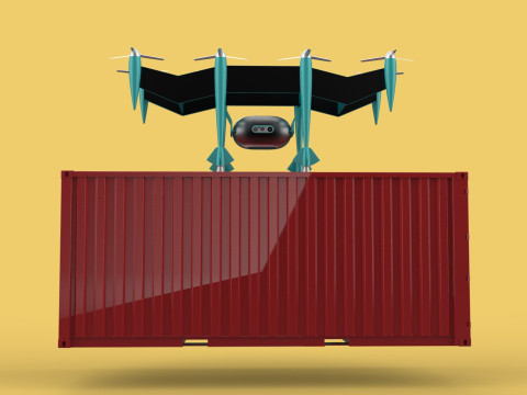 HEAVY DRONE DELIVERY AIR CARGO CONTAINER CARRYING SHIPPING BOX 3D-Modell
