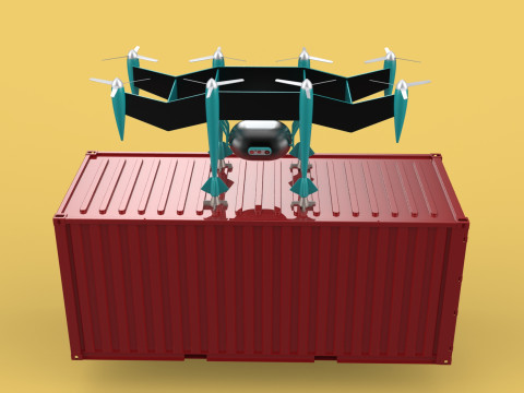 HEAVY DRONE DELIVERY AIR CARGO CONTAINER CARRYING SHIPPING BOX 3D-Modell