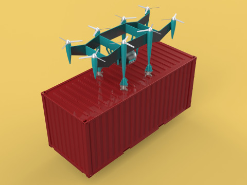 HEAVY DRONE DELIVERY AIR CARGO CONTAINER CARRYING SHIPPING BOX 3D-Modell