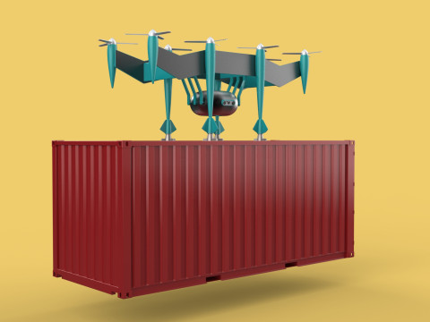 HEAVY DRONE DELIVERY AIR CARGO CONTAINER CARRYING SHIPPING BOX 3D-Modell