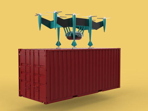 HEAVY DRONE DELIVERY AIR CARGO CONTAINER CARRYING SHIPPING BOX 3D-Modell