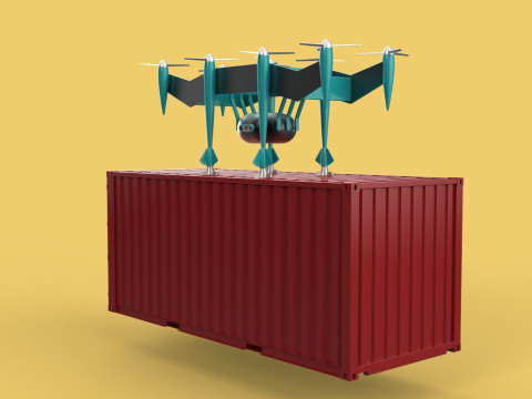HEAVY DRONE DELIVERY AIR CARGO CONTAINER CARRYING SHIPPING BOX 3D-Modell