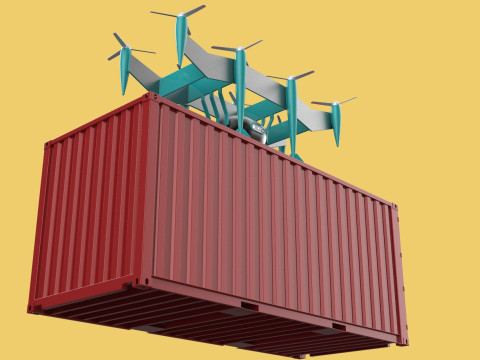 HEAVY DRONE DELIVERY AIR CARGO CONTAINER CARRYING SHIPPING BOX 3D-Modell