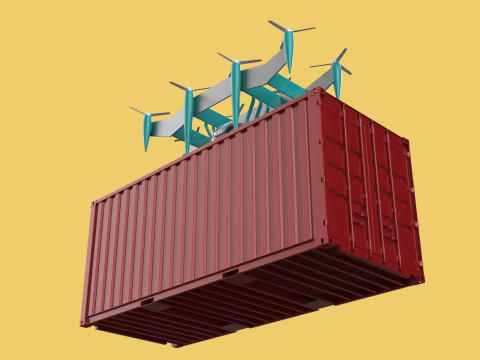 HEAVY DRONE DELIVERY AIR CARGO CONTAINER CARRYING SHIPPING BOX 3D-Modell