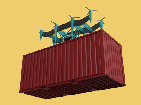 HEAVY DRONE DELIVERY AIR CARGO CONTAINER CARRYING SHIPPING BOX 3D-Modell