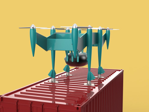 HEAVY DRONE DELIVERY AIR CARGO CONTAINER CARRYING SHIPPING BOX 3D-Modell
