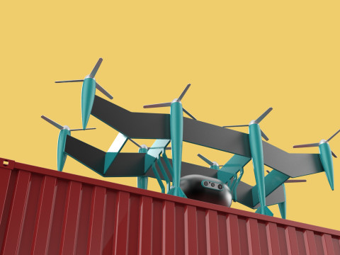 HEAVY DRONE DELIVERY AIR CARGO CONTAINER CARRYING SHIPPING BOX 3D-Modell