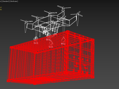HEAVY DRONE DELIVERY AIR CARGO CONTAINER CARRYING SHIPPING BOX 3D-Modell