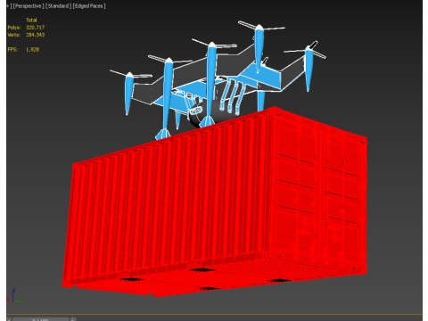 HEAVY DRONE DELIVERY AIR CARGO CONTAINER CARRYING SHIPPING BOX 3D-Modell