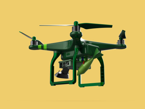 MILITARY UAV DRONE QUADCOPTER MISSILE TORPEDO AIR BOMB COMBAT 3D Model