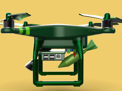 MILITARY UAV DRONE QUADCOPTER MISSILE TORPEDO AIR BOMB COMBAT 3D Model