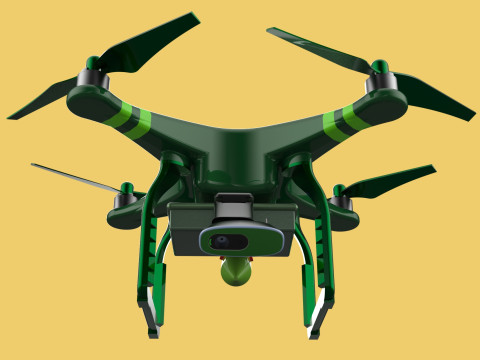 MILITARY UAV DRONE QUADCOPTER MISSILE TORPEDO AIR BOMB COMBAT 3D Model