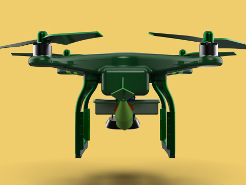 MILITARY UAV DRONE QUADCOPTER MISSILE TORPEDO AIR BOMB COMBAT 3D Model