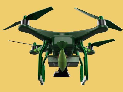 MILITARY UAV DRONE QUADCOPTER MISSILE TORPEDO AIR BOMB COMBAT 3D Model