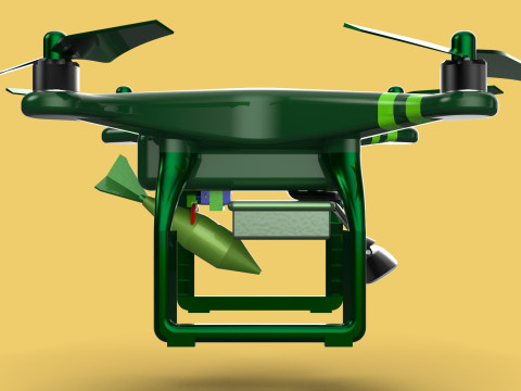MILITARY UAV DRONE QUADCOPTER MISSILE TORPEDO AIR BOMB COMBAT 3D Model