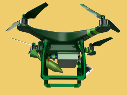 MILITARY UAV DRONE QUADCOPTER MISSILE TORPEDO AIR BOMB COMBAT 3D Model