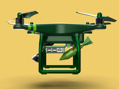 MILITARY UAV DRONE QUADCOPTER MISSILE TORPEDO AIR BOMB COMBAT 3D Model