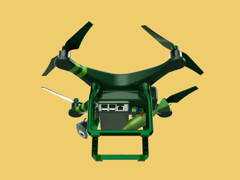 MILITARY UAV DRONE QUADCOPTER MISSILE TORPEDO AIR BOMB COMBAT 3D Model