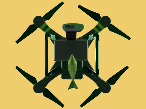 MILITARY UAV DRONE QUADCOPTER MISSILE TORPEDO AIR BOMB COMBAT 3D Model