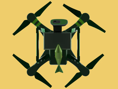 MILITARY UAV DRONE QUADCOPTER MISSILE TORPEDO AIR BOMB COMBAT 3D Model
