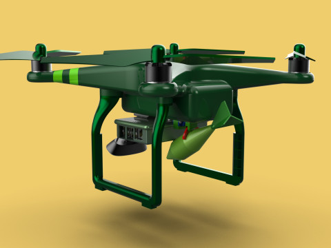 MILITARY UAV DRONE QUADCOPTER MISSILE TORPEDO AIR BOMB COMBAT 3D Model