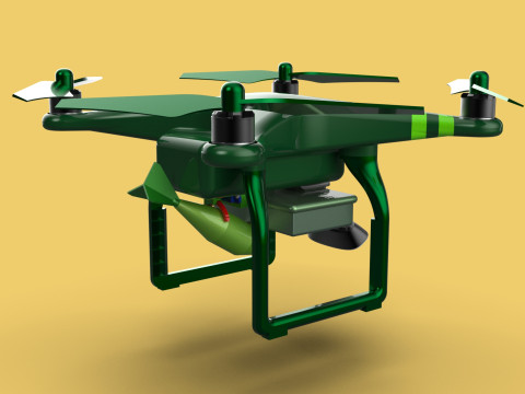 MILITARY UAV DRONE QUADCOPTER MISSILE TORPEDO AIR BOMB COMBAT 3D Model