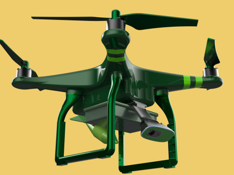MILITARY UAV DRONE QUADCOPTER MISSILE TORPEDO AIR BOMB COMBAT 3D Model