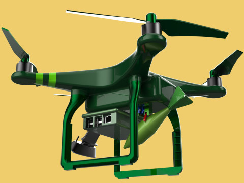 MILITARY UAV DRONE QUADCOPTER MISSILE TORPEDO AIR BOMB COMBAT 3D Model