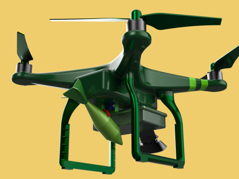 MILITARY UAV DRONE QUADCOPTER MISSILE TORPEDO AIR BOMB COMBAT 3D Model