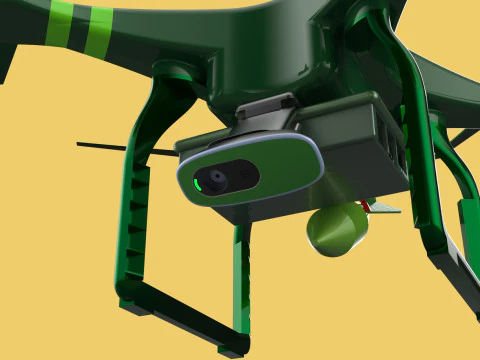 MILITARY UAV DRONE QUADCOPTER MISSILE TORPEDO AIR BOMB COMBAT 3D Model