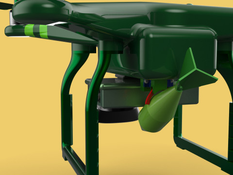 MILITARY UAV DRONE QUADCOPTER MISSILE TORPEDO AIR BOMB COMBAT 3D Model