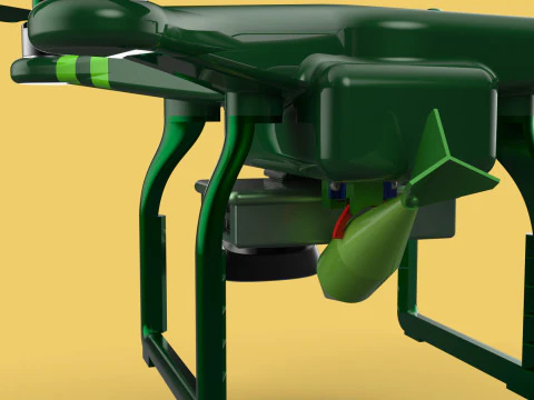 MILITARY UAV DRONE QUADCOPTER MISSILE TORPEDO AIR BOMB COMBAT 3D Model