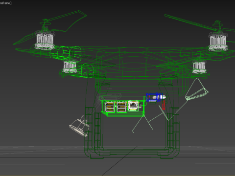 MILITARY UAV DRONE QUADCOPTER MISSILE TORPEDO AIR BOMB COMBAT 3D Model