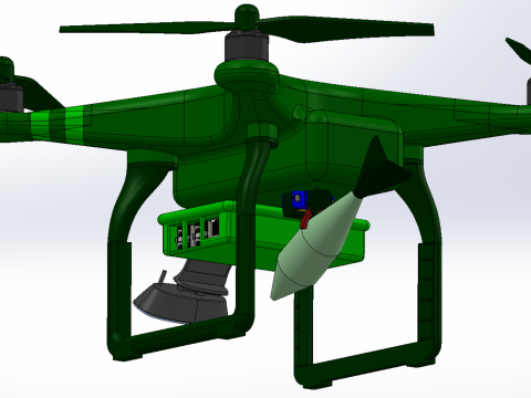 MILITARY UAV DRONE QUADCOPTER MISSILE TORPEDO AIR BOMB COMBAT 3D Model