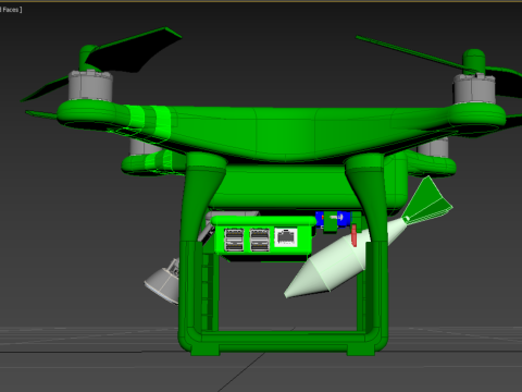MILITARY UAV DRONE QUADCOPTER MISSILE TORPEDO AIR BOMB COMBAT 3D Model