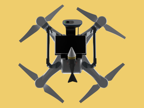 UCAV MILITARY DRONE QUADCOPTER MISSILE TORPEDO ANTI-TANK BOMBER 3D Модель
