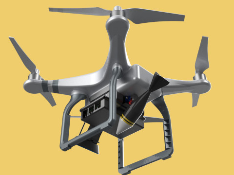 UCAV MILITARY DRONE QUADCOPTER MISSILE TORPEDO ANTI-TANK BOMBER Modello 3D