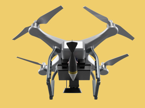 UCAV MILITARY DRONE QUADCOPTER MISSILE TORPEDO ANTI-TANK BOMBER Modello 3D
