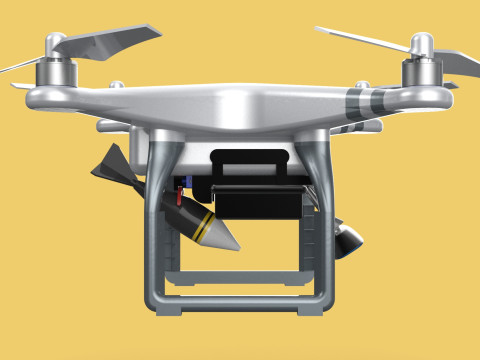 UCAV MILITARY DRONE QUADCOPTER MISSILE TORPEDO ANTI-TANK BOMBER Modello 3D