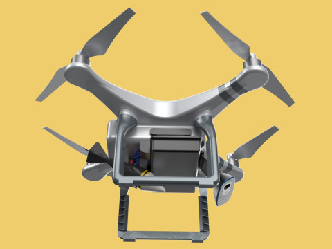 UCAV MILITARY DRONE QUADCOPTER MISSILE TORPEDO ANTI-TANK BOMBER Modello 3D