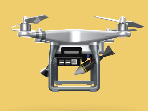 UCAV MILITARY DRONE QUADCOPTER MISSILE TORPEDO ANTI-TANK BOMBER Modello 3D