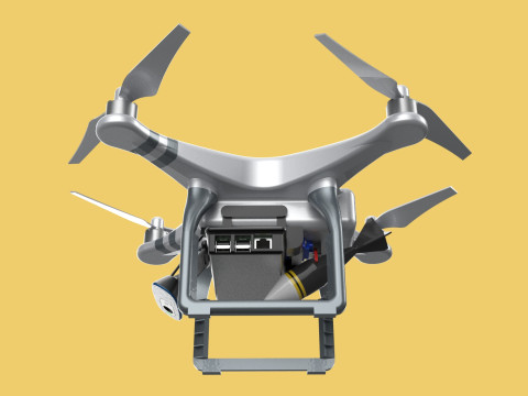 UCAV MILITARY DRONE QUADCOPTER MISSILE TORPEDO ANTI-TANK BOMBER Modello 3D