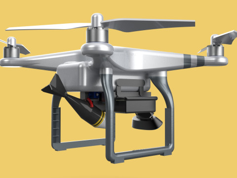 UCAV MILITARY DRONE QUADCOPTER MISSILE TORPEDO ANTI-TANK BOMBER Modello 3D