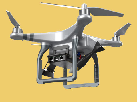 UCAV MILITARY DRONE QUADCOPTER MISSILE TORPEDO ANTI-TANK BOMBER Modello 3D