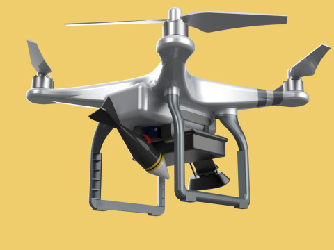 UCAV MILITARY DRONE QUADCOPTER MISSILE TORPEDO ANTI-TANK BOMBER Modello 3D