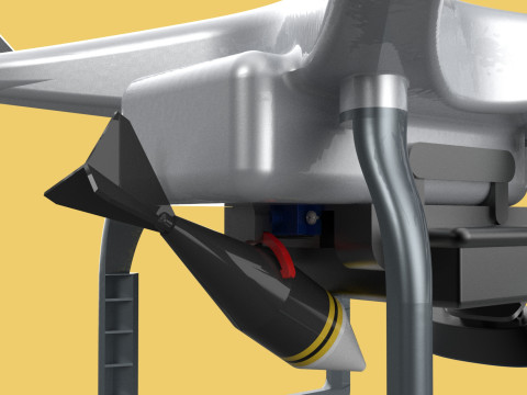 UCAV MILITARY DRONE QUADCOPTER MISSILE TORPEDO ANTI-TANK BOMBER Modello 3D