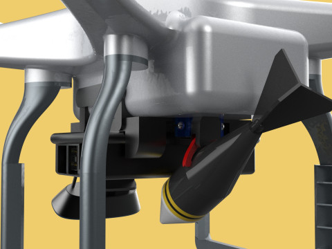 UCAV MILITARY DRONE QUADCOPTER MISSILE TORPEDO ANTI-TANK BOMBER Modello 3D