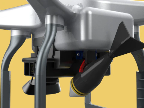 UCAV MILITARY DRONE QUADCOPTER MISSILE TORPEDO ANTI-TANK BOMBER 3D Model